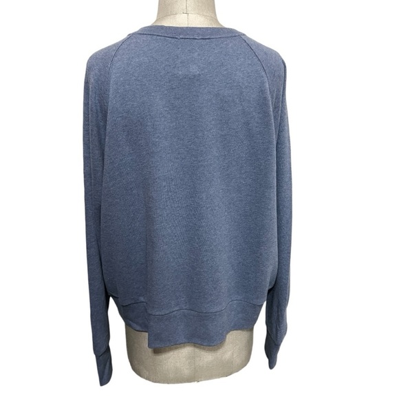 Gap Vintage Soft Cropped Henley Raglan Sweatshirt Indigo Blue Size XL - Picture 3 of 9
